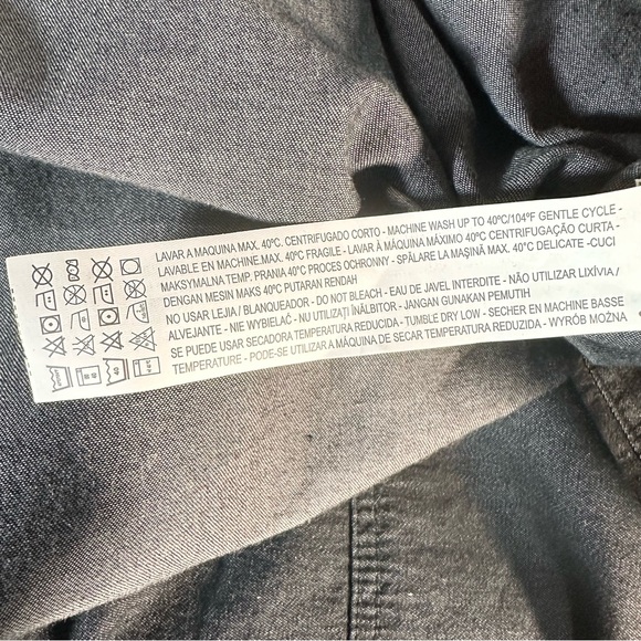 Zara Basic Denim Jean Black Shirt Women’s Size L - Picture 8 of 9